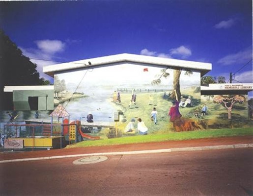 Library's turning 50 - Mural on original building